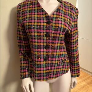 90s 'Studio J' Rainbow Tweed Jacket / Medium (size 10)